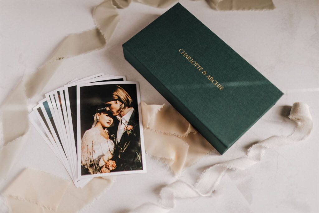 Printed wedding photos for a bespoke print box