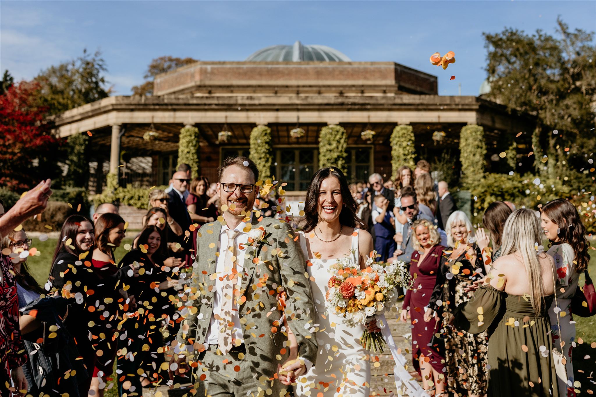 confetti outside The Sun Pavillion Harrogate